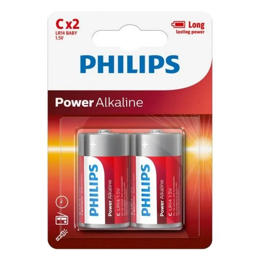 Philips Pilhas Alcalinas 1.5V C LR14 2 Un.
