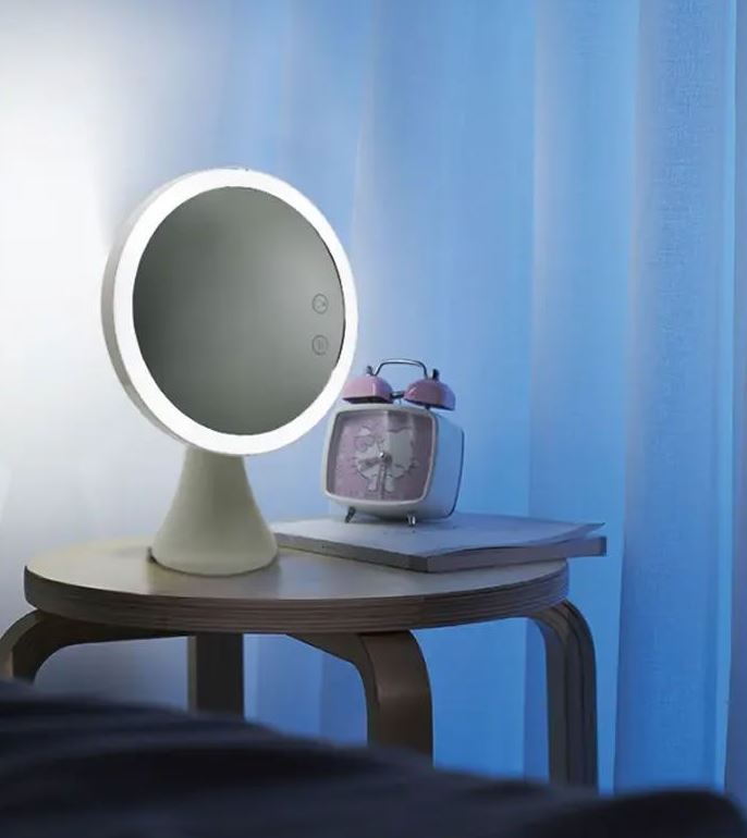 Espelho com Lâmpada de mesa com tela de controle LED de toque