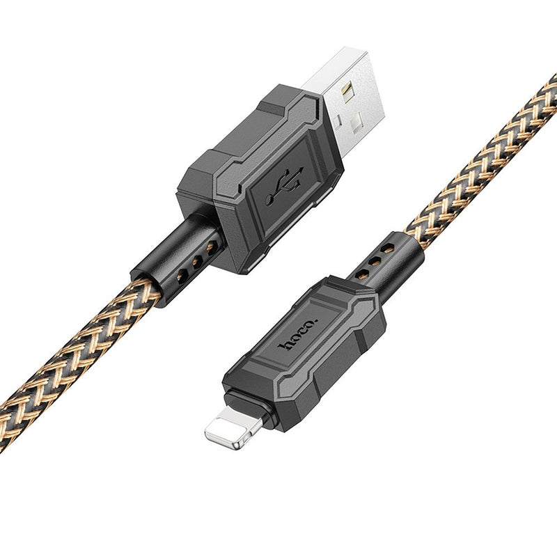 Cabo HOCO USB para iPhone Lightning 8 pinos 2,4A Leader X94 dourado