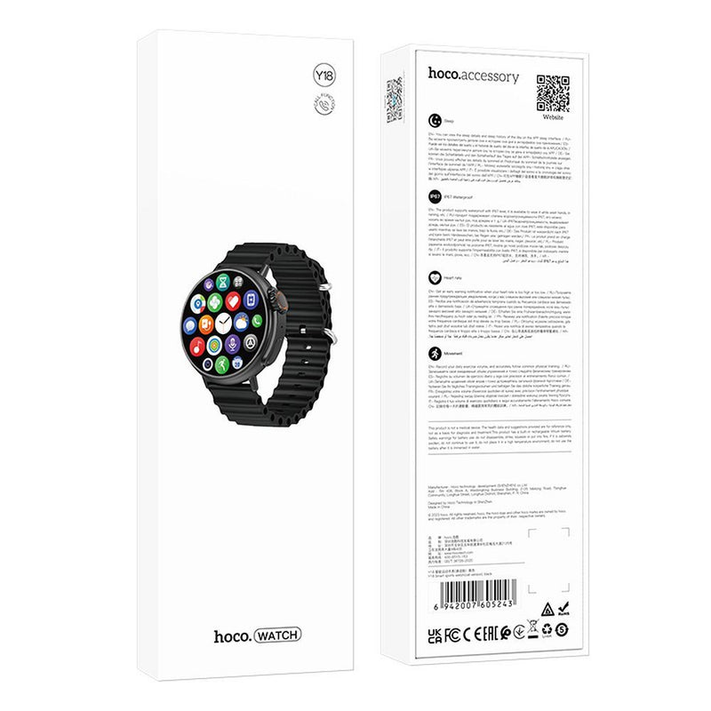 HOCO smartwatch Y18 Relógio esportivo inteligente (versão de chamada) preto