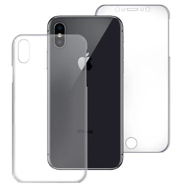Capa dupla frontal e traseira de silicone transparente para iPhone X / XS