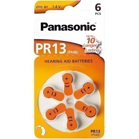 Pilha para aparelhos auditivos - zinc air - 13 / PR48 - [6 unid.] - Panasonic