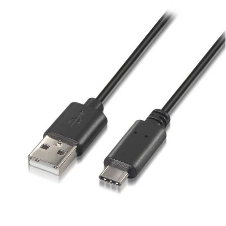 Cabo USB 2.0 Tipo-C Aisens A107-0050/ USB Tipo-C Macho - USB Macho/ 50cm/ Preto