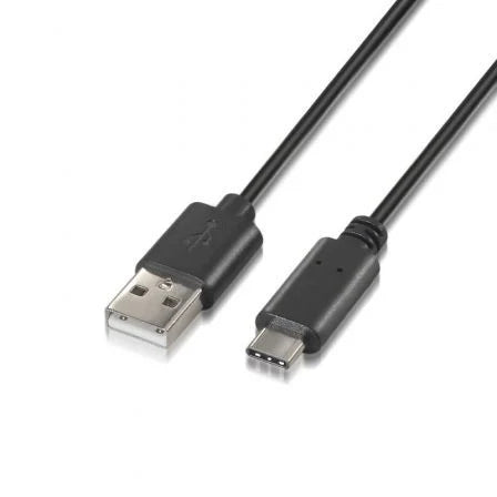 Cabo USB 2.0 Tipo-C Aisens A107-0051/ USB Tipo-C Macho - USB Macho/ 1m/ Preto