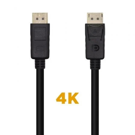 Cabo DisplayPort 1.2 4K Aisens A124-0455/ DisplayPort Macho - DisplayPort Macho/ 1m/ Preto