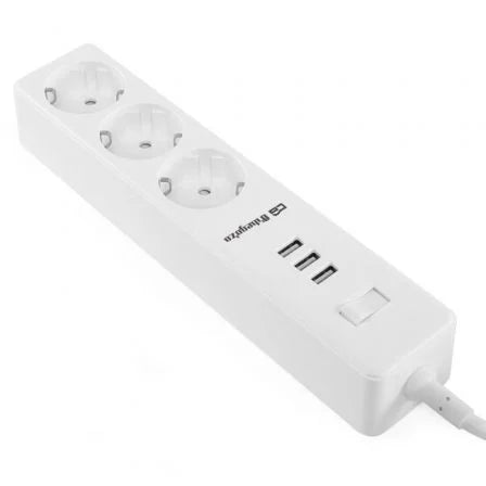 Extensão elétrica Orbegozo com interruptor/ 3 tomadas/ 3 USB/ cabo 1,7m/ Branco