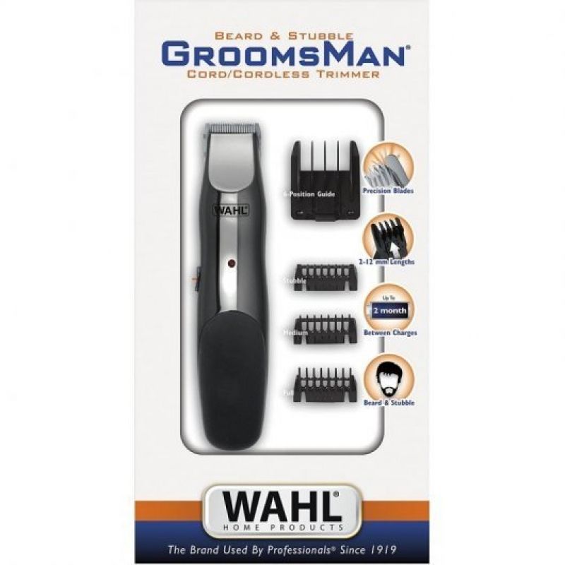 Aparador de barba Wahl Groomsman/com fio/bateria/9 acessórios