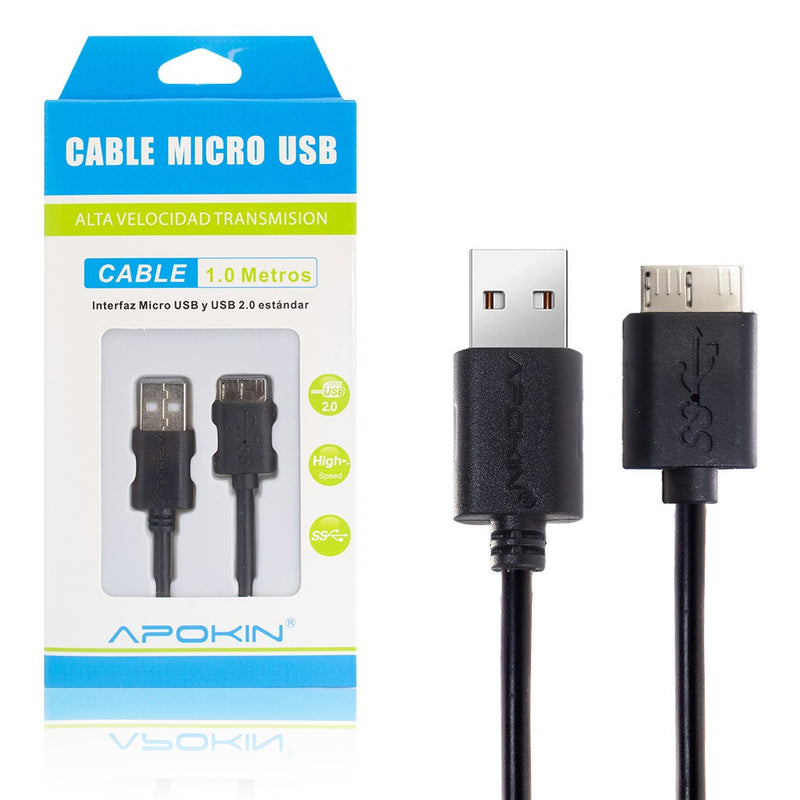 Cabo Micro B 3.0 APOKIN USB 2.0 para Micro B 3.0 1m - 2 cores