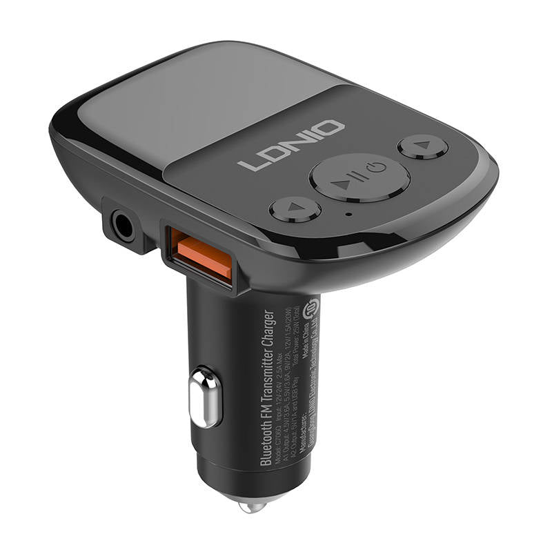 Transmissor FM LDNIO C706Q com Bluetooth, 2x USB, AUX (preto)