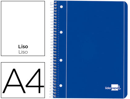Caderno Espiral Liderpapel  Capa Azul 80 F DIN A4 Liso