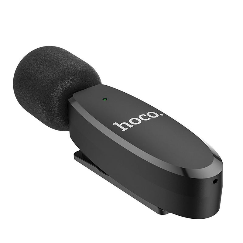 Microfone de lapela sem fio HOCO para iPhone Lightning 8 pinos L15 preto
