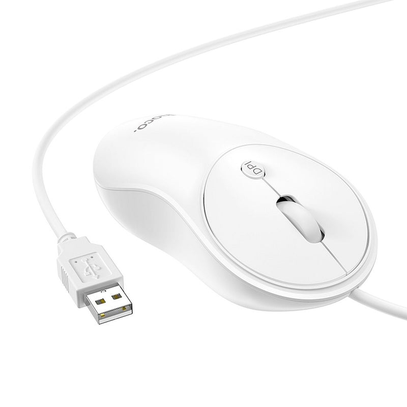 Rato de computador com fio HOCO USB A GM13 1,5 m Branco
