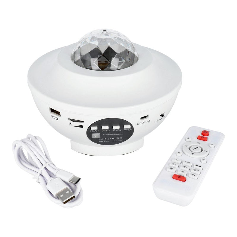 Projetor STARS LED / Disco com alto-falante bluetooth + controle remoto + USB BTM0504-B / HD-SPL branco